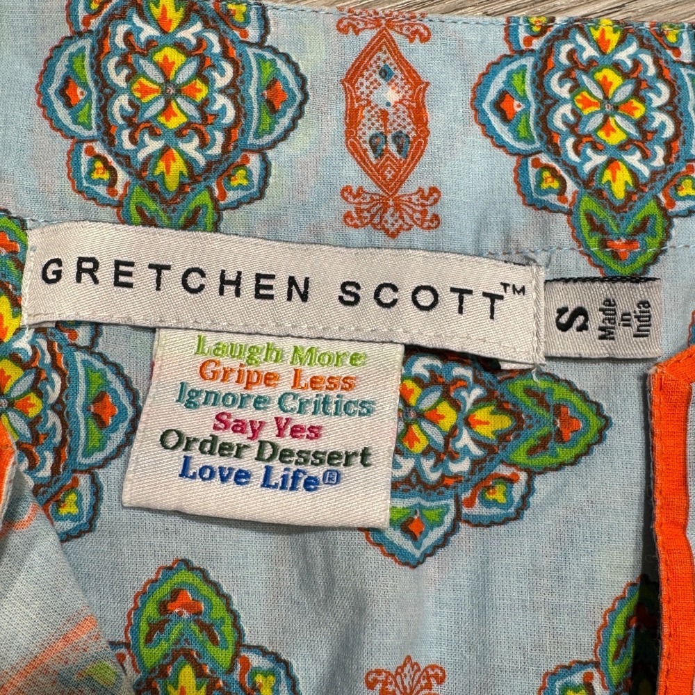 Gretchen Scott Split Neck Patterned Tunic Womens Sz S‎ - Picture 7 of 8